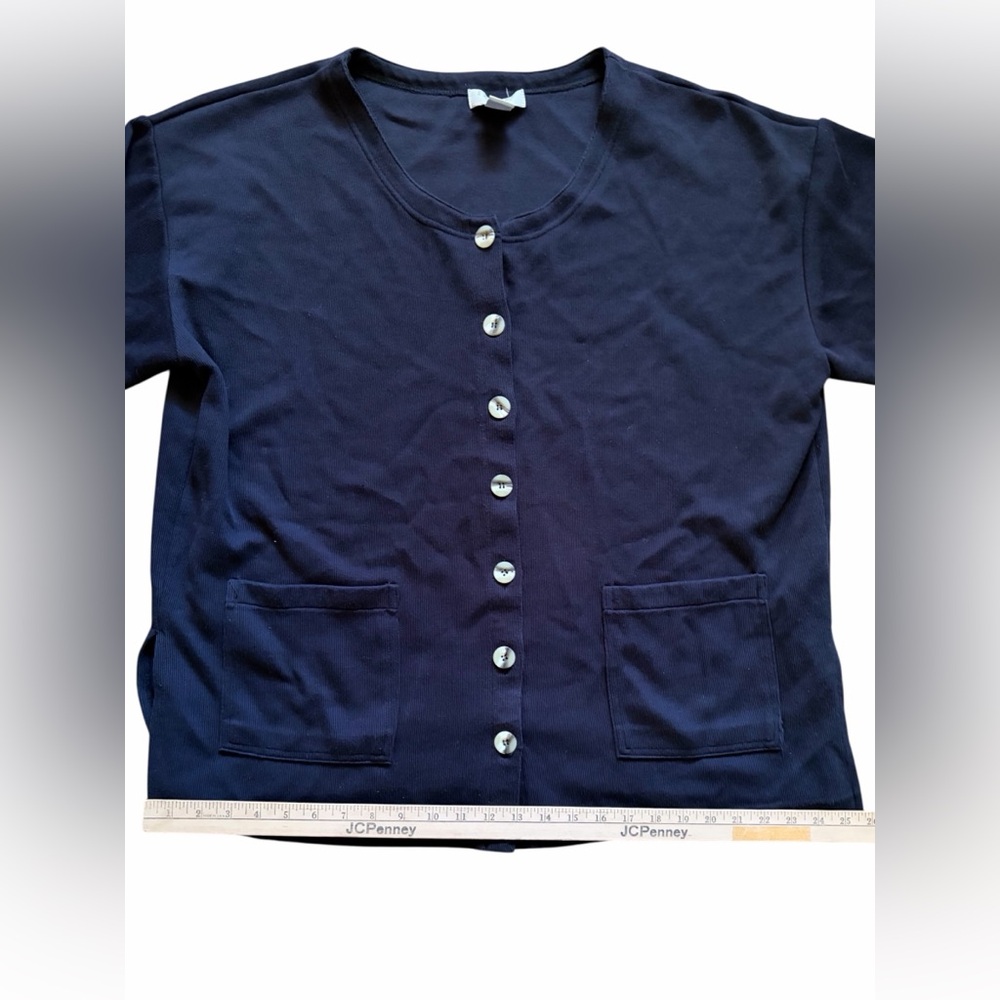 90’s Navy Button-Front Cardigan With Patch Pockets - image 8
